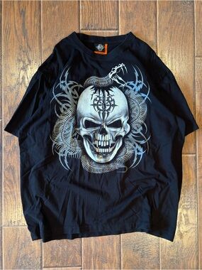 Y2K Skull & Snake Biker Shirt